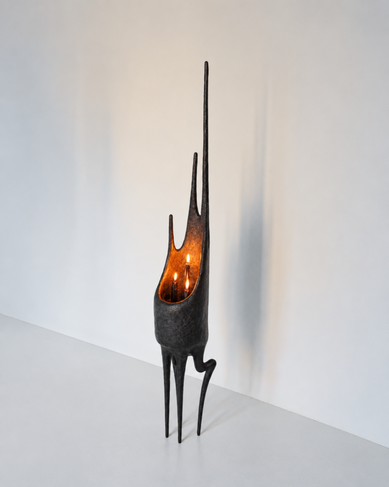 ECLISSIO sculptural candleholder, full view with space above its tallest tip